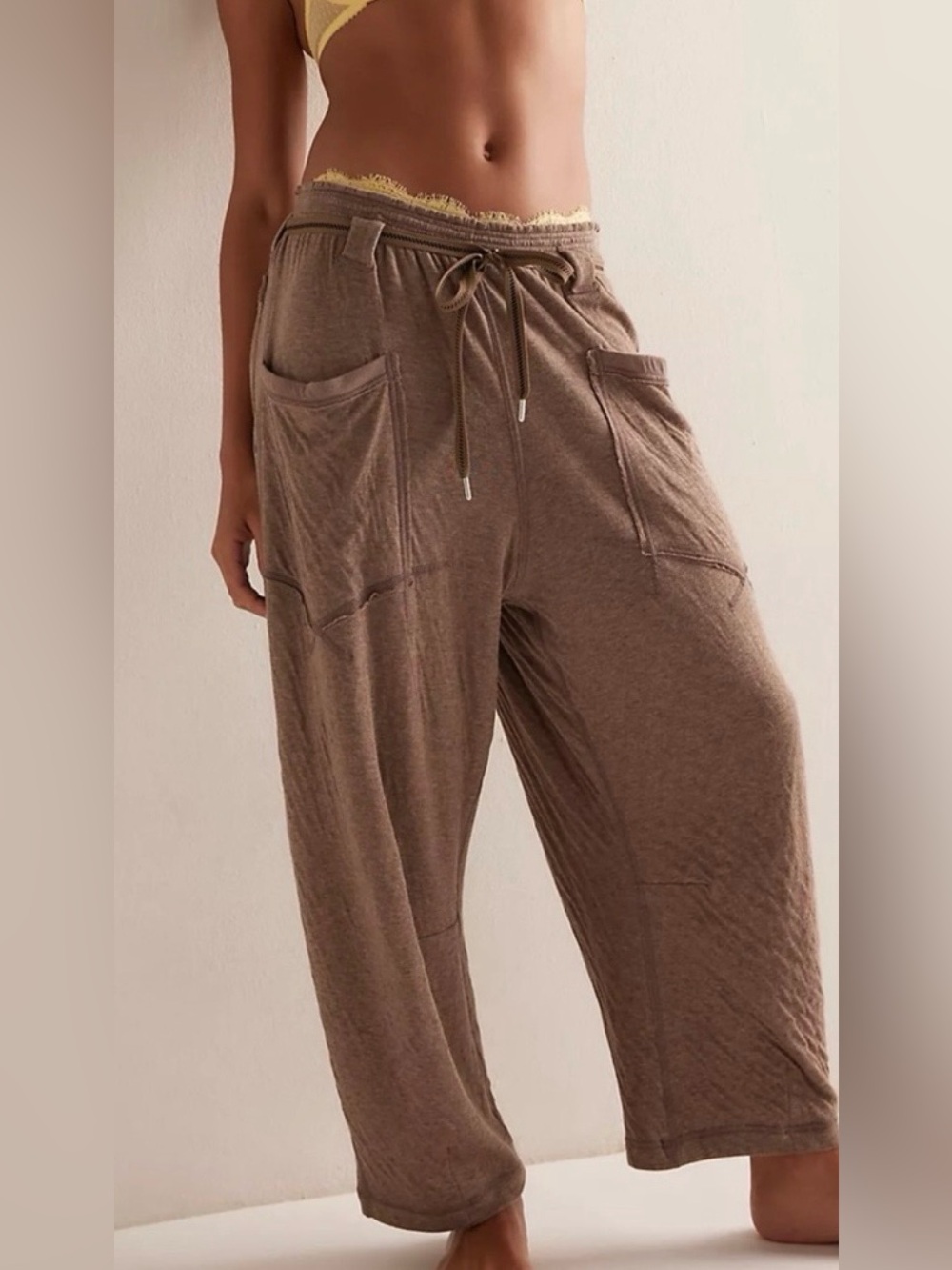 NWOT Free People Wait A Minute
Barrel Pants in Cocoa